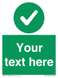 Custom green background, green circle with tick